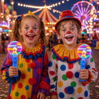 Jouet rotatif lumineux de clown de carnaval avec roue LED colorée pour Halloween, Noël, fête foraine, fête, célébrations