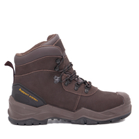 Botas de Seguridad de Cuero Nubuck Impermeables con Puntera de Material Compuesto, Calzado de Seguridad Industrial Antipinchazos, Calzado de Seguridad de Corte Medio con Suela de Goma PU