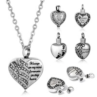 Collier pendentif urne rétro « Toujours dans mon cœur » en acier inoxydable, bijou commémoratif pour cendres