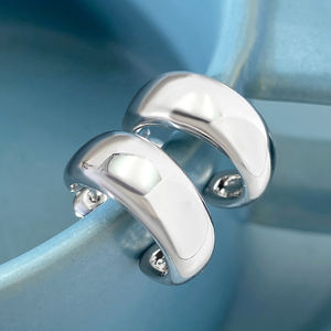 Pendientes de Botón Geométricos Clásicos con Baño de Oro de 18K y Rodio, Brillantes, para Mujer, para Fiestas - Product Image 5