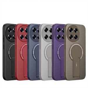 Funda Protectora para Teléfono con Textura de <span class=keywords><strong>Fibra</strong></span> de Carbono y Soporte Portátil Lichicase para Infinix Note Edge Hot 70, Funda Híbrida de TPU y PC - Product Image 1