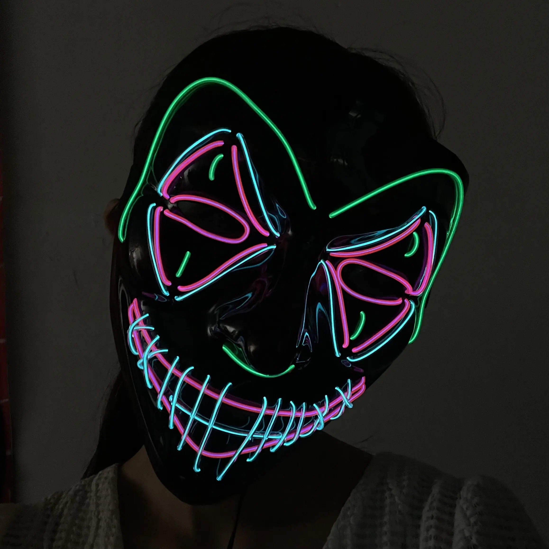 EL Mask Neon Wire Face Glowing Mask with Halloween Christmas Masquerade Party