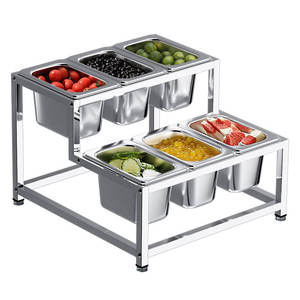 ชั้นวางของสแตนเลสแบบสองแถวทรงสูงต่ำ 6 ช่อง สำหรับร้านชานมและเครื่องปรุงรส รุ่น Butterfly Roasted Fragrance - Product Image 1