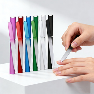 <span class=keywords><strong>Lime</strong></span> à ongles double face en verre cristal sablé, emballage sac PVC, outil de manucure portable, rangement pratique - Meilleure vente - Product Image 3