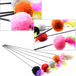 Cat Teaser Stick 55cm Long Plastic With Colorful Feather And <b>String</b> <b>Ball</b> For Pet Interactive Play - Product Image 3