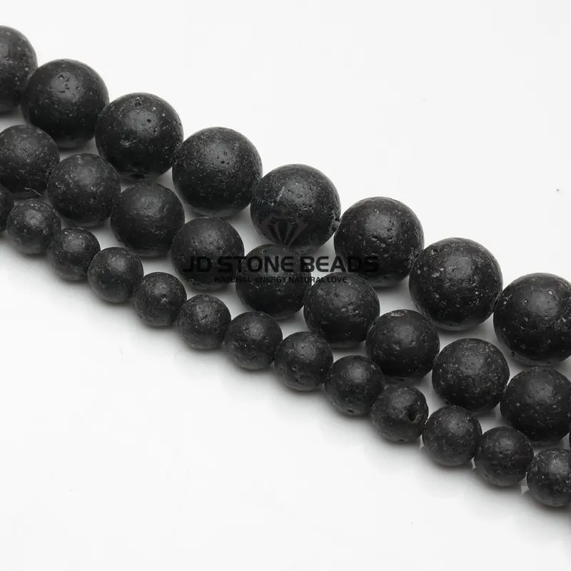 Commercio all'ingrosso 4 6 8 10mm Natural Lava Rock Round Black Loose Beads perline di pietra naturale per la creazione di gioielli con bracciale collana fai da te