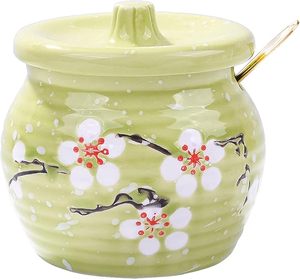 <span class=keywords><strong>Sucrier</strong></span> en céramique avec couvercle, poivre en céramique sucre sel saisons debout, pot et cuillère avec maison et cuisine - Product Image 1