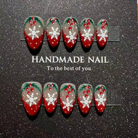 Faux ongles en gel souple à presser, motif paysage de neige de Noël, faits main, couvrance totale, vente en gros