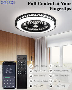 Nuevo <span class=keywords><strong>Diseño</strong></span> de Lámpara de Techo para Dormitorio con <span class=keywords><strong>Ventilador</strong></span>, Control Remoto, Motor LED AC/DC, 6 Velocidades, Regulable, 5 Aspas de ABS - Product Image 3
