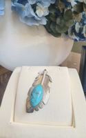 Ailes d'Espoir |   Collier pendentif de luxe en argent sterling 925 avec serti clos et turquoise naturelle Yungaisi - Cadeau