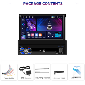 Podofo 7'' 1 Din Autoradio Android Car Radio 4+64G Retractable Touch Screen Wireless Carplay & Android Auto BT/WIFI/GPS USB - Product Image 6