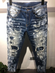 <span class=keywords><strong>Jeans</strong></span> <span class=keywords><strong>in</strong></span> Denim con Logo personalizzato da <span class=keywords><strong>uomo</strong></span> con foro consumato Micro <span class=keywords><strong>elastico</strong></span> <span class=keywords><strong>in</strong></span> cotone blu lavato a metà <span class=keywords><strong>vita</strong></span> <span class=keywords><strong>Jeans</strong></span> - Product Image 2