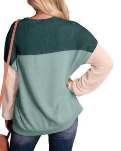 ขา<span class=keywords><strong>ย</strong></span>ดีเสื้อยืดคอกลมสีโทนอุ่นสำหรับผู้หญิงเสื้อเบลาส์แขนยาวทรงหลวมลำลองสวมใส่สบายสำหรับฤดูใบไม้ร่วง - Product Image 3