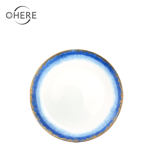 Di lusso spiaggia di <span class=keywords><strong>sabbia</strong></span> blu e oro spiaggia design pattern Cena caricatore Piastre di ceramica stoviglie in ceramica Personalizzato - Product Image 4