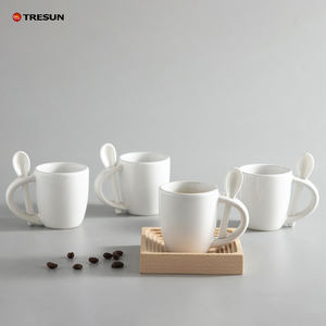 Fábrica al por mayor China precio barato 100 mL 3,5 oz logotipo personalizado porcelana cerámica blanca taza con cuchara de cerámica - Product Image 5