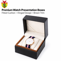 Boîte à montre personnalisée en gros avec logo, en papier rigide avec insert en mousse souple, couvercle rabattable de luxe, boîte à montre personnalisable