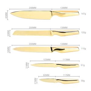 الأفضل مبيعاً طقم سكاكين مطبخ من نوع كينج 6 طلاء ذهب وردي ياباني من الفولاذ الوردي - Product Image 2