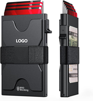 Portefeuille minimaliste tactique à éjection automatique pour cartes de crédit, en métal personnalisé, avec RFID et NFC, pour homme, poche avant avec bande