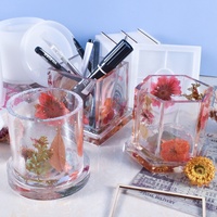 Moule en silicone carré rond pour porte-stylo, style nordique, géométrique, époxy, fleurs séchées, résine, béton, moule à bougie, artisanat, ornement