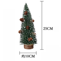 Mini sapin de Noël artificiel floqué en sisal avec support en bois pour décoration de bureau et de fête hivernale - Vente en gros