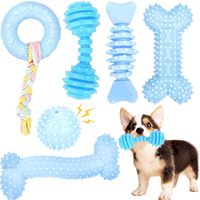 Lot de 6 jouets à mâcher pour chiots de taille moyenne, luxueux, mignons, en caoutchouc souple et durable, interactifs, résistants aux morsures, pour la dentition des chiens