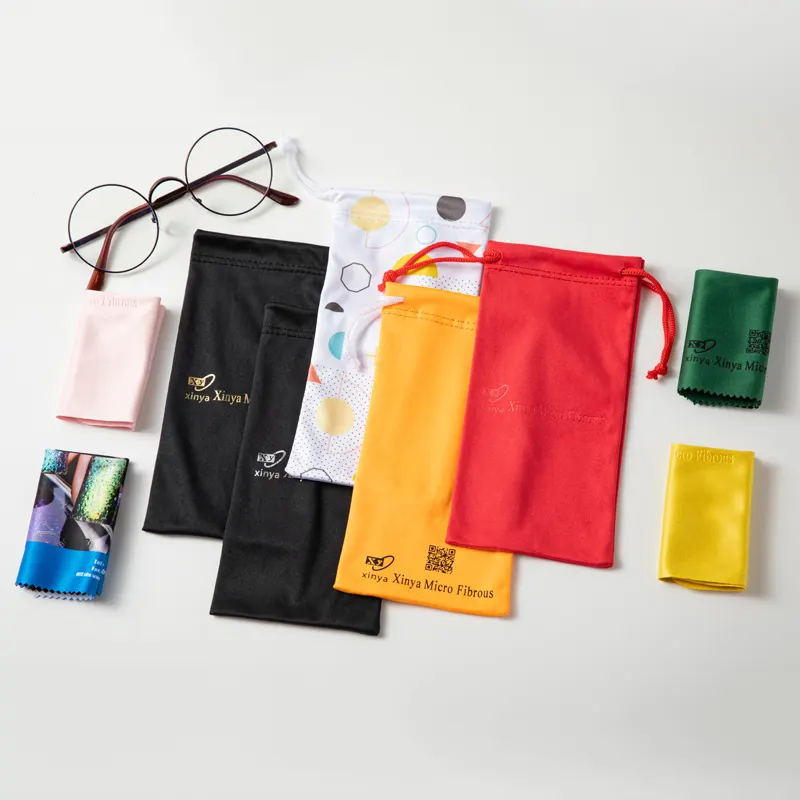 Vente en gros de microfibres roses Sac pochette pour emballage de lunettes de soleil pour lunettes de soleil avec logo personnalisé