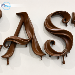 Letras Decorativas Metálicas 3D Sin Iluminación, de Latón o Aluminio, para Uso en Interiores, en Oficinas, Hoteles o Tiendas - Product Image 3