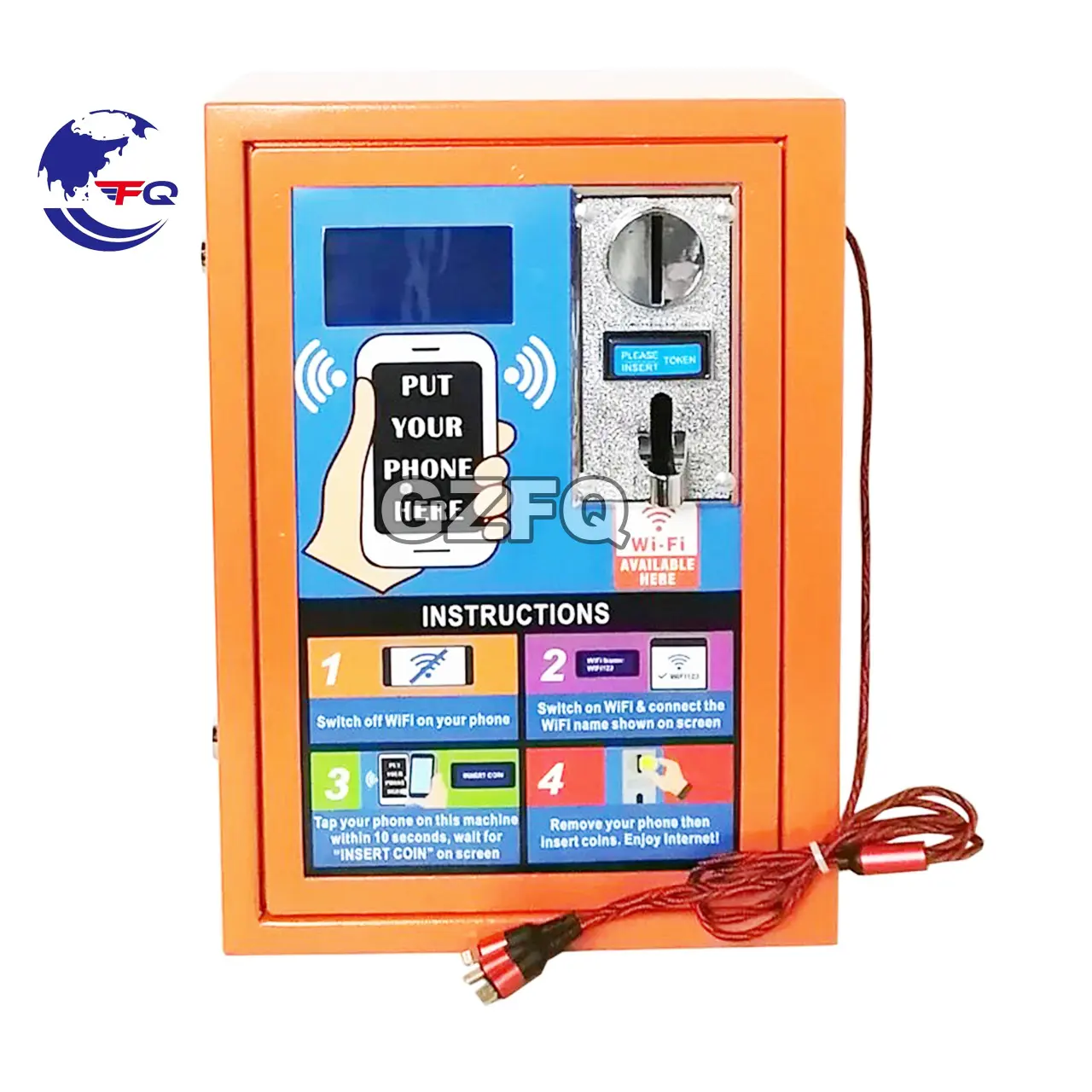 New Product Small Businesses PIN Code Steel Plate Vandal-Proof Coin-Operated WiFi Hotspot Cheap Vending Machine With LCD Screen