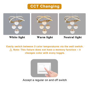 Lampu Gantung LED 3 Warna USA Stock Golden Aluminum Iron 100cm dengan Kawat yang Dapat Diganti untuk Dekorasi Dalam Ruangan - Product Image 6