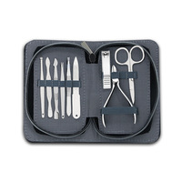 Ensemble de coupe-ongles de luxe en acier inoxydable pour soins personnels, outils de manucure et de soin des sourcils, ensemble complet professionnel 9 pièces (coupes diagonales et carrées)