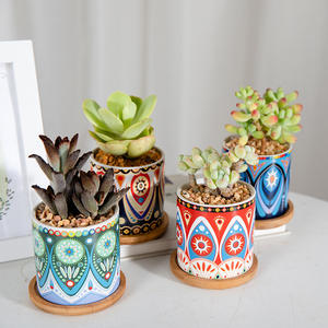 Pots à fleurs en céramique émaillée peints à la main sur mesure pour <span class=keywords><strong>cactus</strong></span> et succulentes - Décoration de jardin et de maison bon marché et de petite taille - Product Image 6