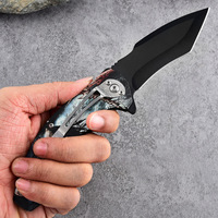 Couteau pliant tactique de survie et de chasse avec lame en acier inoxydable et manche en ABS imprimé en 3D