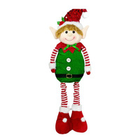 Ornement de Noël transfrontalier, Poupée Elfe à suspendre à la jambe, extensible en polyester, 30 cm, style Père Noël nordique, classique européen et américain