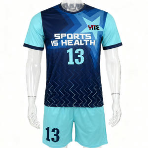 Ensemble Uniforme de Football Respirant par Sublimation Personnalisable 100% Polyester Maillot de Foot Adulte Homme <span class=keywords><strong>France</strong></span> 1 pièce Tenue de Sport - Product Image 1