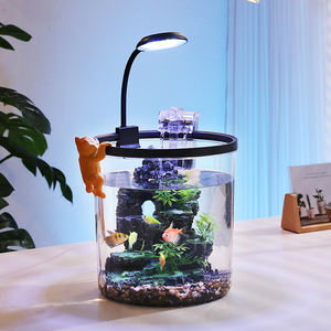 Acquario da Tavolo Rotondo per Pesci Betta con Kit di Avviamento, Luce LED e Pompa Filtro Acqua - Product Image 5