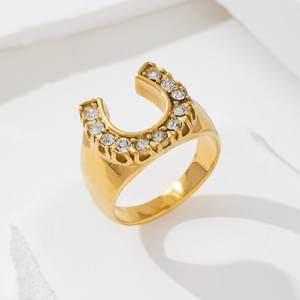 Cincin Kuda Trendy Custom Tahan Air Gaya Boho Mewah Ringan Berlapis Emas 18k dengan Berlian Alami Grosir Perhiasan - Product Image 4