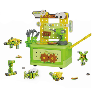 Ensemble d'outils éducatifs STEM pour assembler des vis, blocs de construction en plastique DIY pour enfants, jeu de simulation d'établi avec boîte à outils portable - Product Image 1