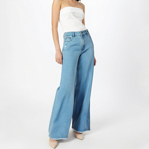 2025 femmes nouveau glisser plancher <span class=keywords><strong>taille</strong></span> <span class=keywords><strong>haute</strong></span> pantalon droit jambe large <span class=keywords><strong>jean</strong></span> ample pantalon pantalon lavé bleu hanche levage pantalon - Product Image 4