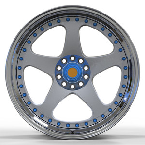 Weiya Spiegel politur Lippen Silber Mitte mit Poish PCD Bereich mit blauen Schrauben Custom 2 Stück geschmiedete Leichtmetall felgen für Nissan GTR - Product Image 2