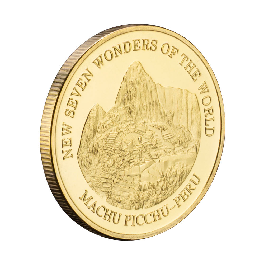 Pièce Souvenir Plaquée Or Machu Picchu Pérou - 40mm, 28g - Nouvelle Merveille Du Monde - Collection, Décoration