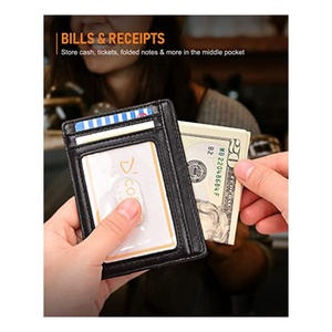 Custom Slim Front Pocket Wallet Eco Leather Wallet with 8 Credit Card Slots 1 <b>ID</b> Window Card <b>Holder</b> for Travel - Product Image 6