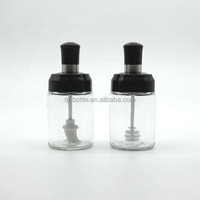 Tarro de cristal de 250ml con tapa y cuchara integrada, recipiente hermético para especias, sal y azúcar para cocina