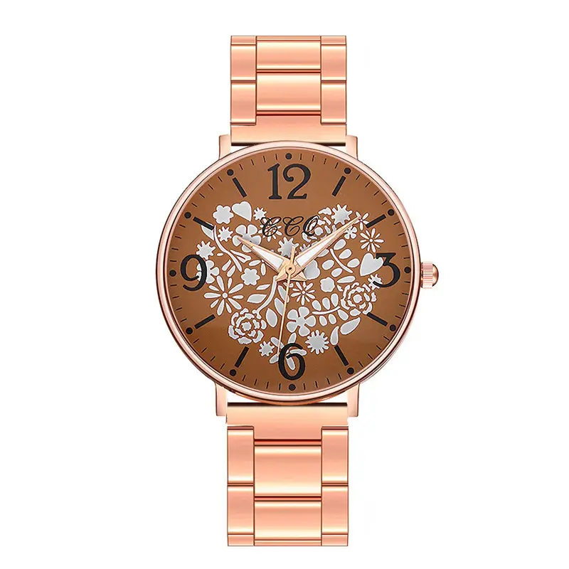 Relógio de pulso feminino quartz, WJ-9369 liga de coração moderno forma de flor personalidade digital relógio de pulso