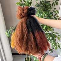 Cheveux à tresser au crochet 4C Afro Kinky de 24 pouces, mélange de cheveux humains 50g, vente en gros Anna Factory, cheveux en vrac mélangés, 6 couleurs disponibles