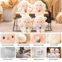 Porte-clés en peluche super douce en coton PP, motif mouton blanc personnalisé avec nœud papillon en dentelle et pendentif tulipe, 15 cm, prix de gros en vrac
