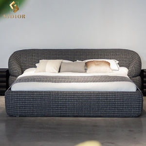 Moderno minimalista lino King Queen Size Queen Bed Frame camera da <span class=keywords><strong>letto</strong></span> Set di mobili in velluto imbottito in pelle - Product Image 5