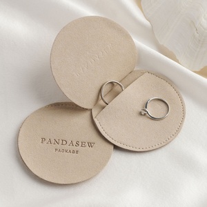 PandaSew Custom Logo Luxury Jewelry Pouch Packaging Microfiber <b>Envelope</b> Flap Round Package Bag - Product Image 3