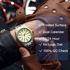 Reloj de Cuarzo Luminoso de Doble Calendario de 38 mm para Hombre, Venta al por Mayor, Alta Calidad, Montre Homme - Product Image 3