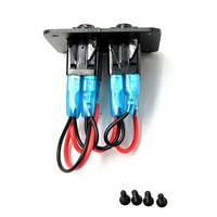 2 Gang Panel sakelar Rocker 5Pin Dual LED On-Off pre-wired dengan stiker DIY