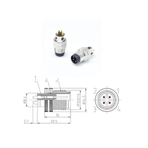 Conector Circular M12 A de 4 Pines, Macho y Hembra, Blindado, Impermeable IP67, Tipo Soldadura, Conector Industrial - Product Image 1